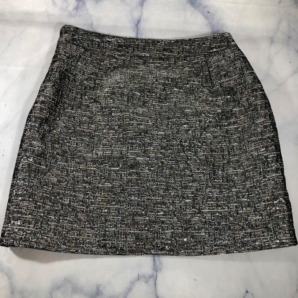 Banana Republic Metallic Silver Brown Tweed Skirt - Picture 2 of 8